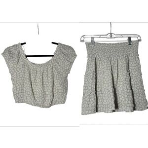 Hippie Rose Sage Green Daisy Print Matching Set Top + Skirt Size XS NWT Juniors
